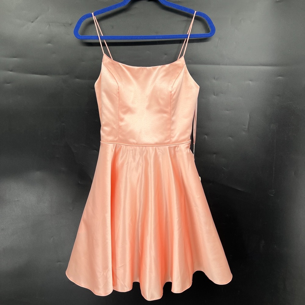 NEW Stacees A-line Scoop Neck homecoming lace up back blush pink fit & flare 8